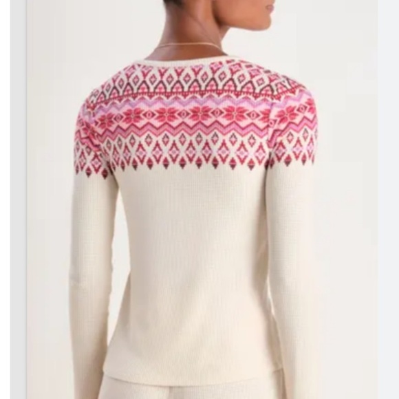 NWOT VINEYARD VINES Dreamcloth Waffle Knit V Neck Henley Shirt Faire Isle Sz L - Picture 1 of 6